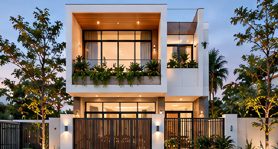 Nhà phố hiện đại mặt tiền kính